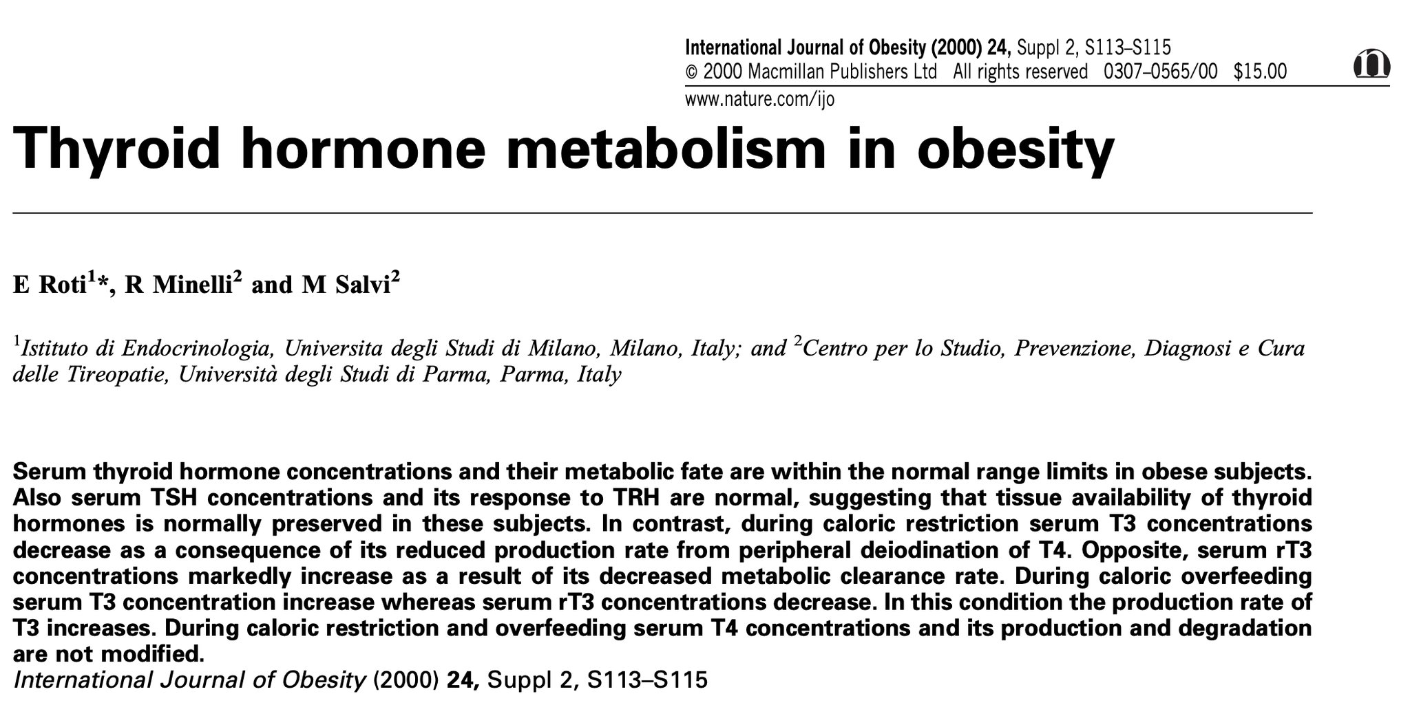 Research showing lower thyroid hormone output during calorie restriction