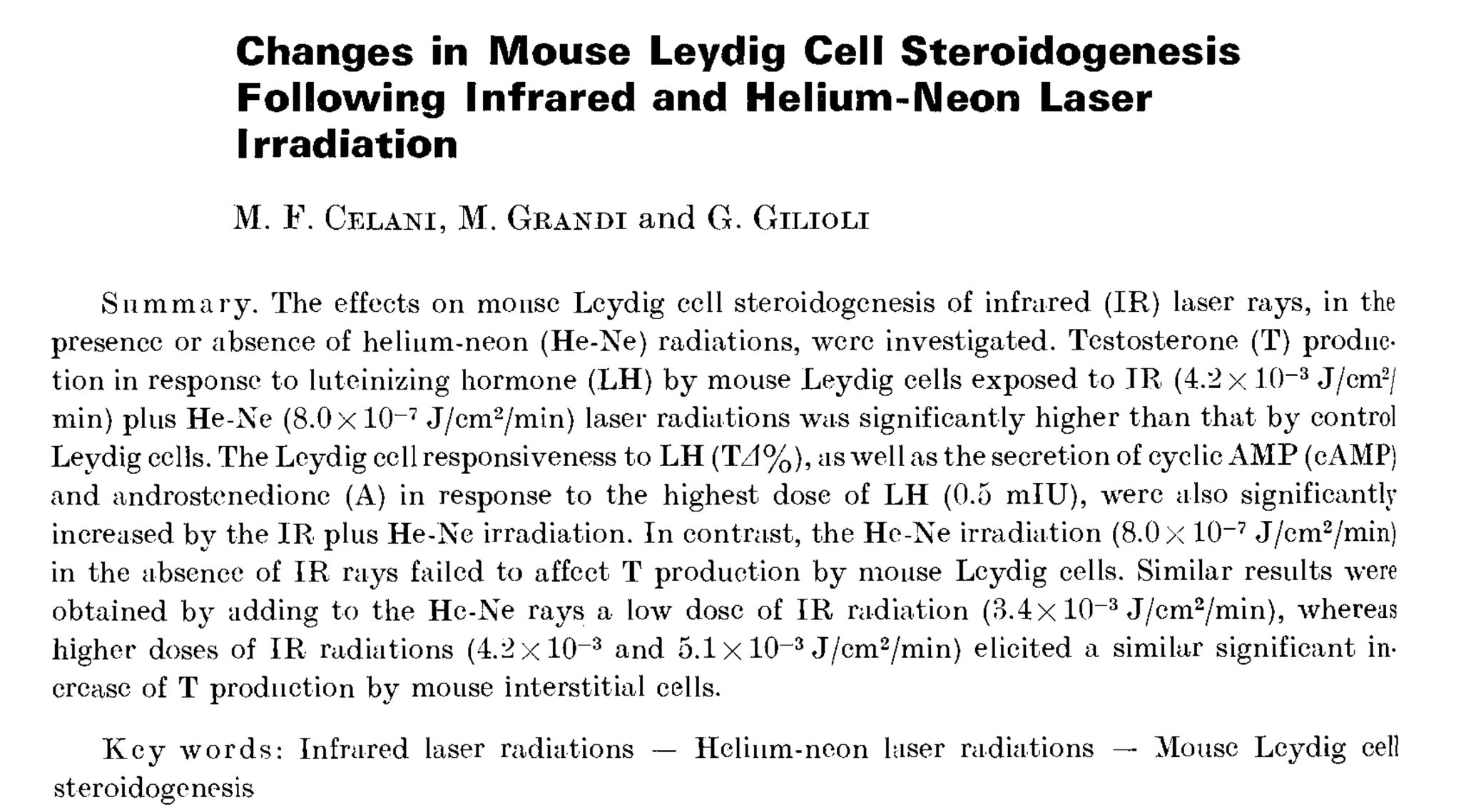 Research showing red and near-infrared light therapy increasing testosterone output and sperm motility