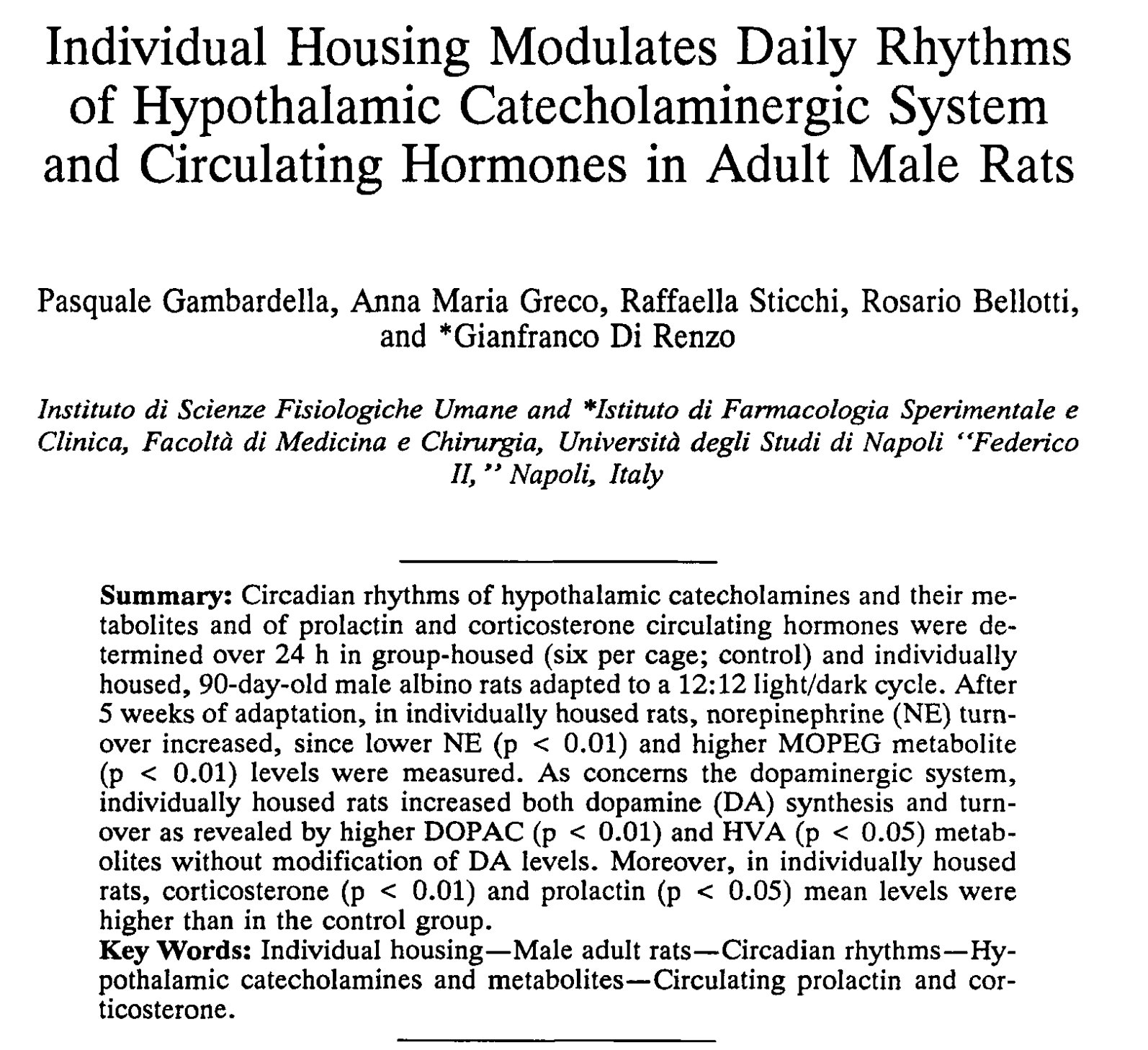 Social isolation raising prolactin and cortisol