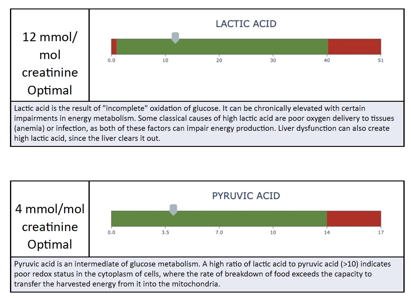 NADH/NAD+ ratio interpretation from urinary organic acids
