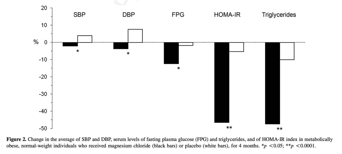 Study results showing magnesium reducing blood sugar, insulin, and triglycerides
