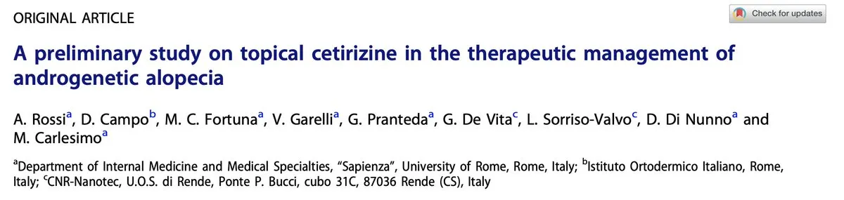 Study design for topical cetirizine applied to the scalp for hair regrowth over 6 months