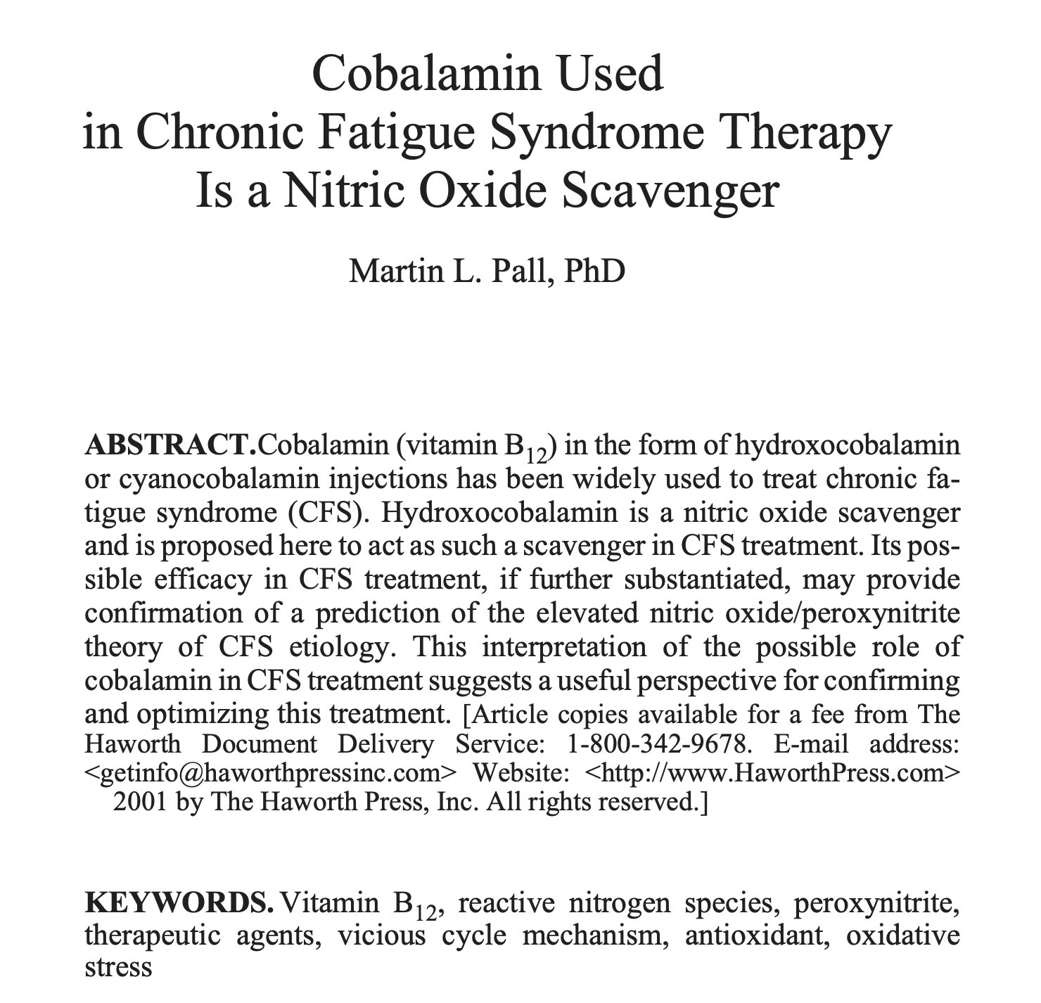 Research on excessive nitric oxide production and mitochondrial oxidative stress in fatigue
